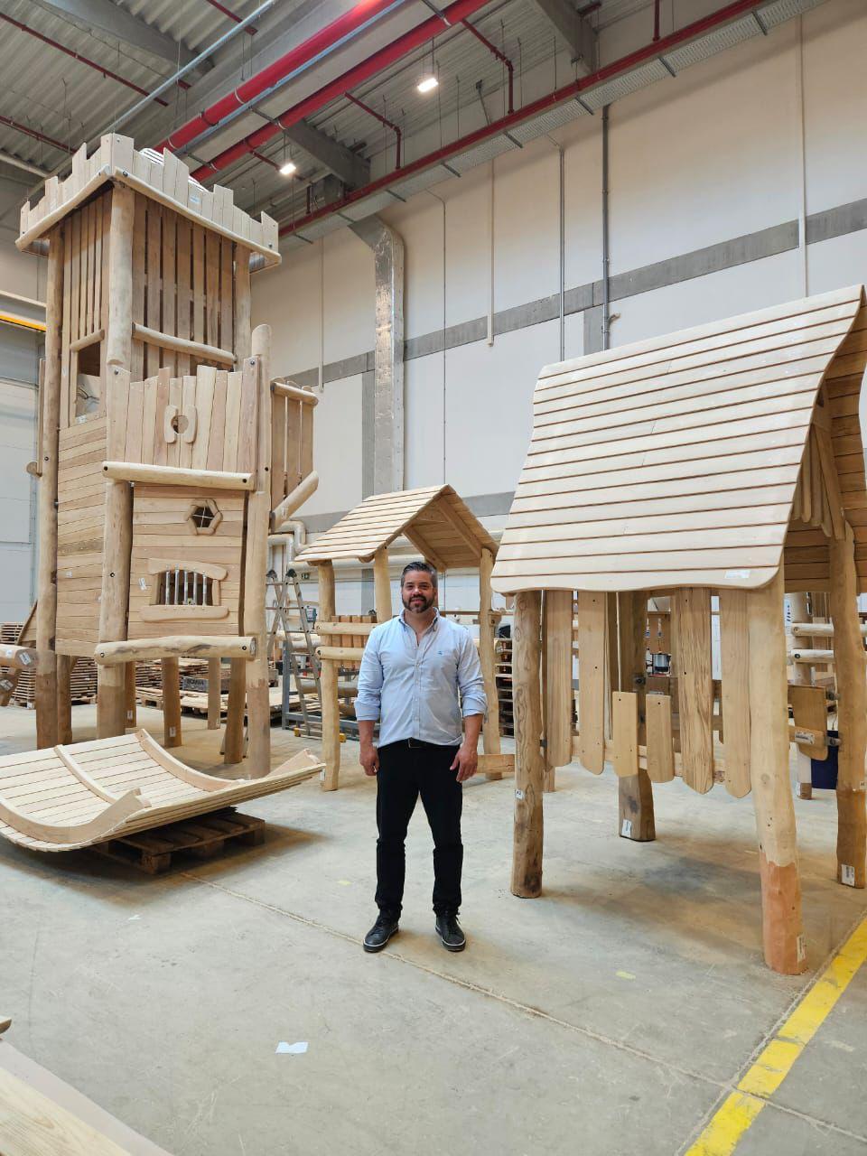 Gerardo Minchaca Inman at Kompan in the Czech Republic reviewing Robinia wood playground equipment